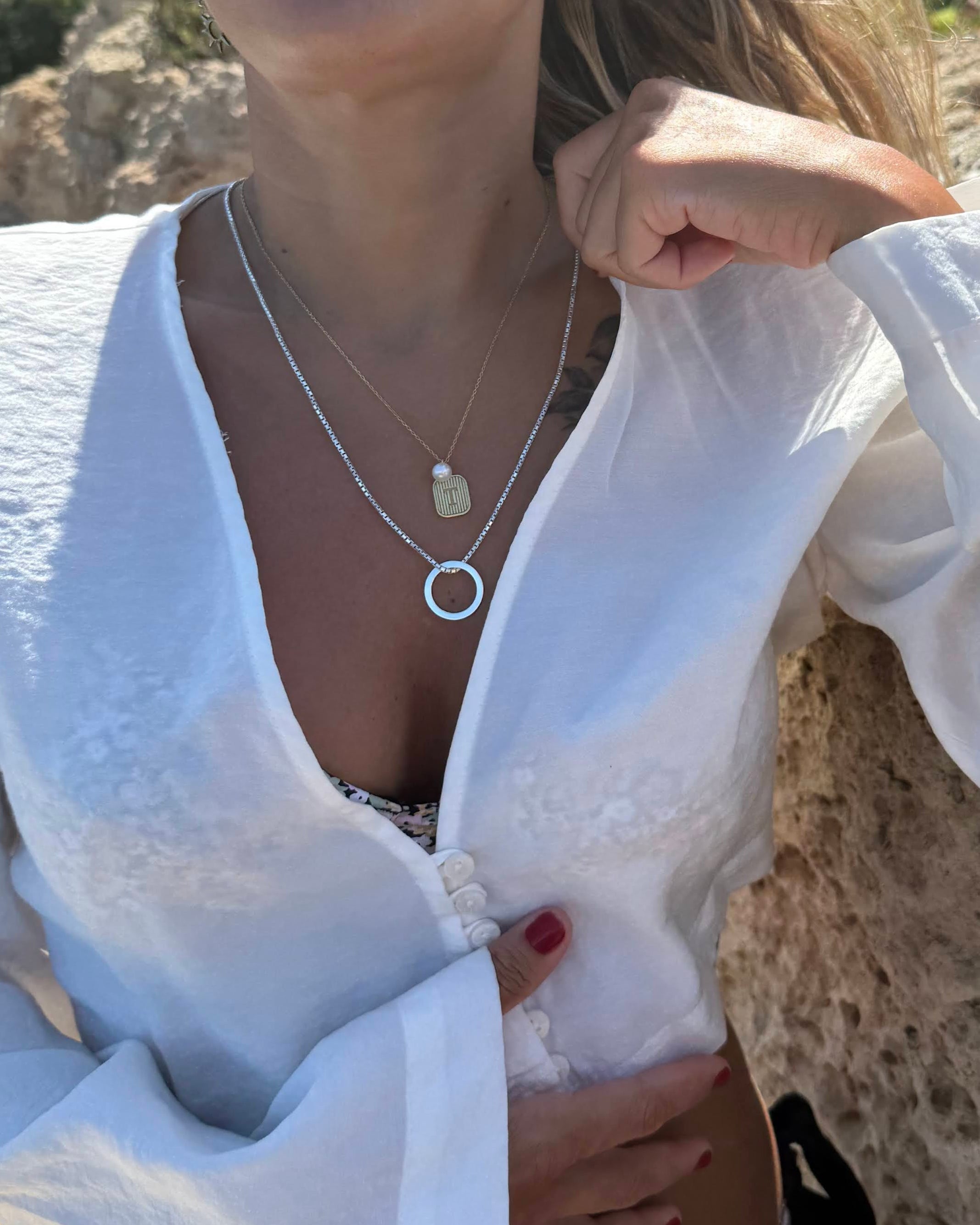 HARFLİ İNCİLİ GÜMÜŞ KOLYE