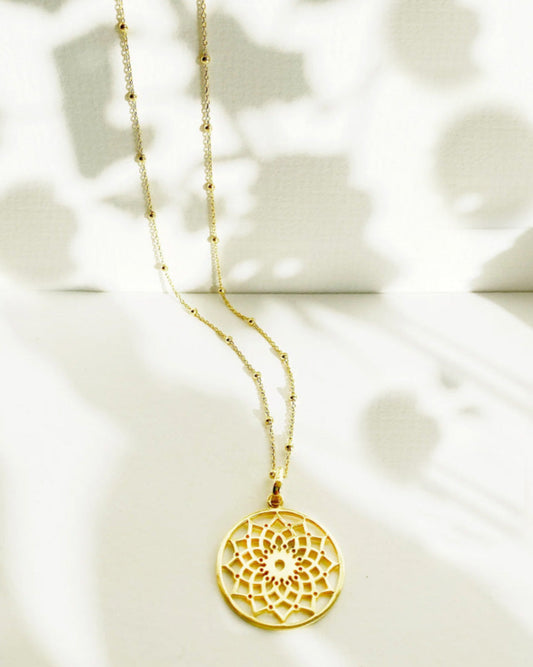 LOTUS MANDALA GÜMÜŞ KOLYE