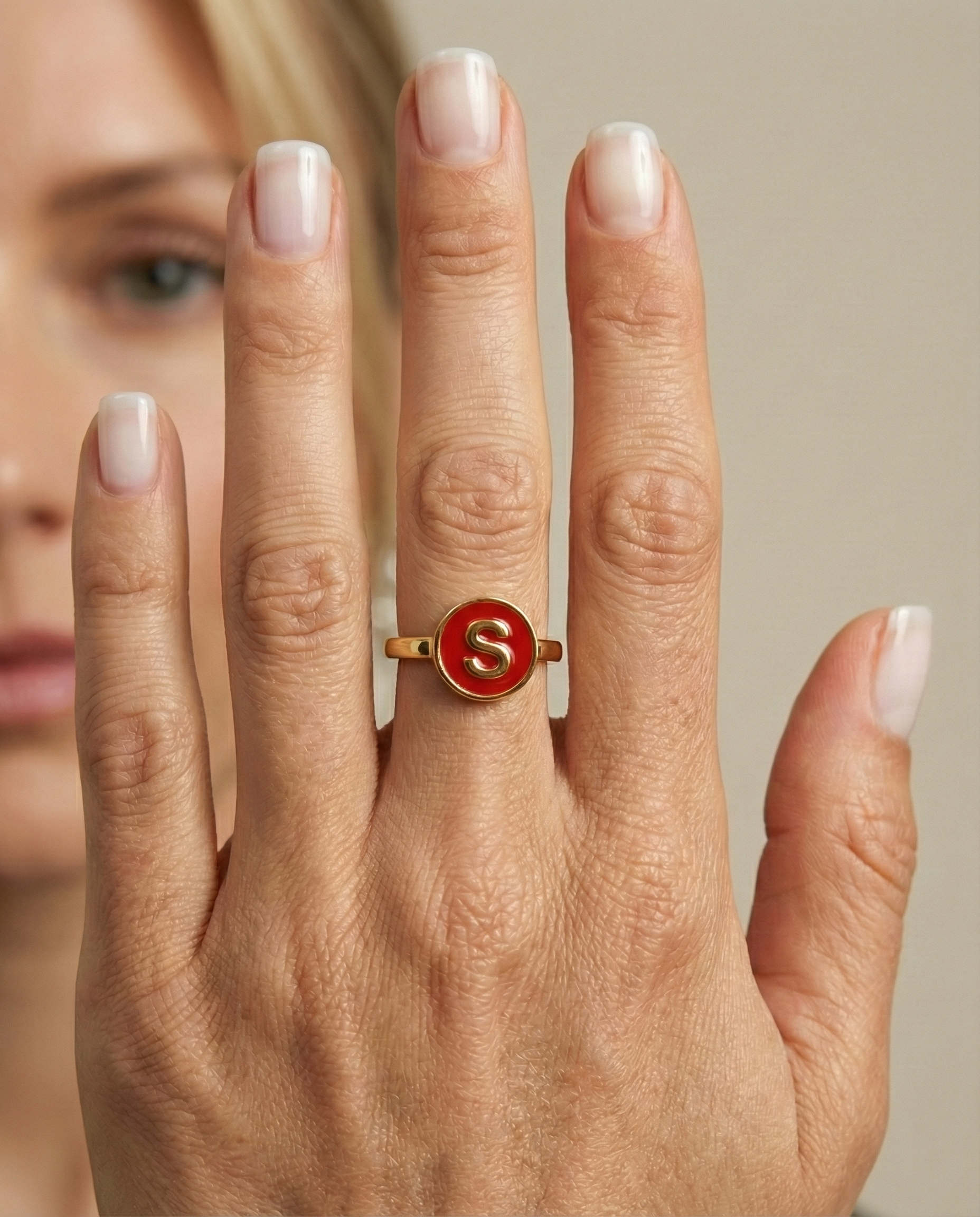 KIRMIZI MİNELİ HARF YÜZÜK