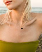 P HARFİ SİYAH GÜMÜŞ KOLYE