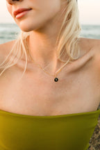 S HARFİ SİYAH GÜMÜŞ KOLYE