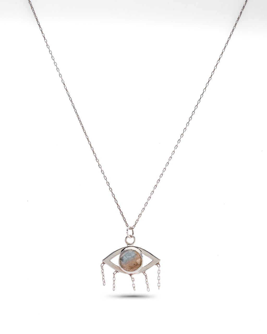 LABRADORİT GÖZ GÜMÜŞ KOLYE