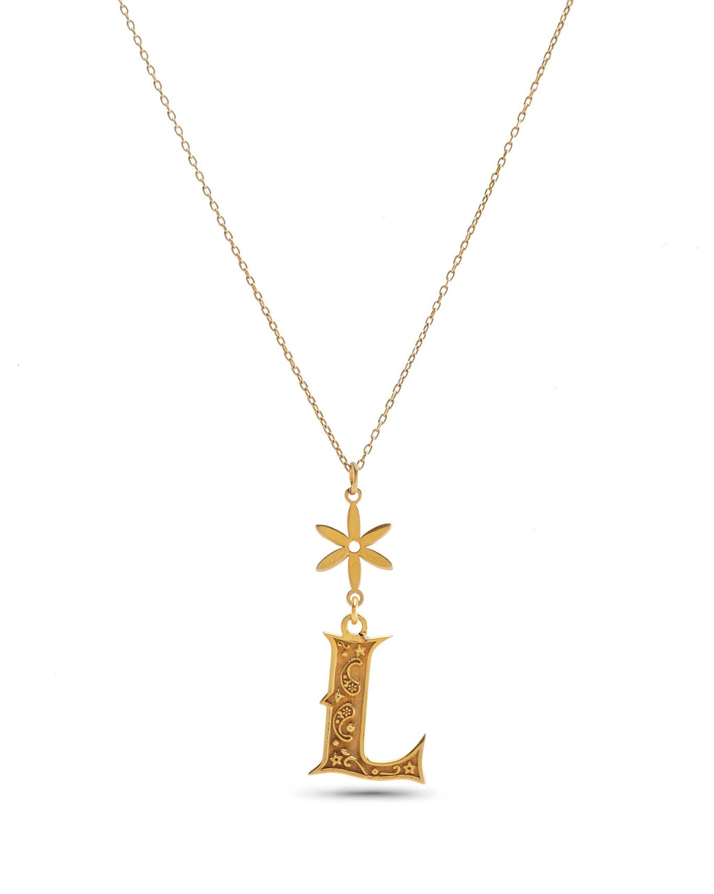 HARFLİ ÇİÇEKLİ GÜMÜŞ KOLYE