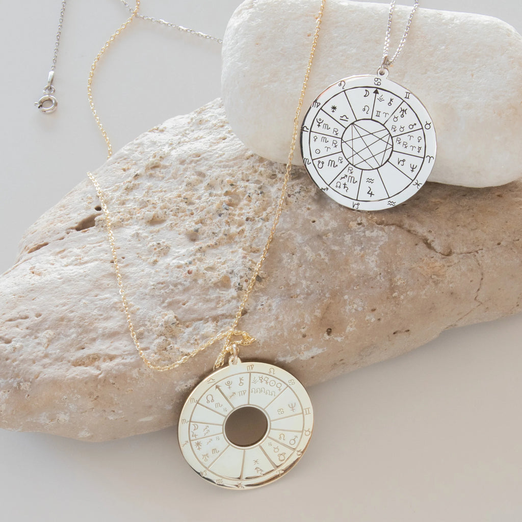 DOĞUM HARİTASI GÜMÜŞ KOLYE ÇİFT TARAFLI