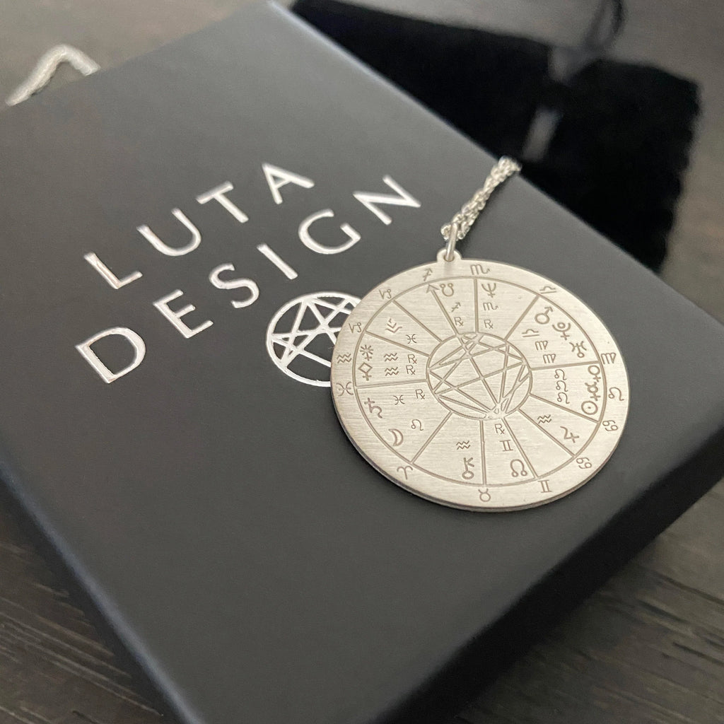 DOĞUM HARİTASI GÜMÜŞ KOLYE ÇİFT TARAFLI