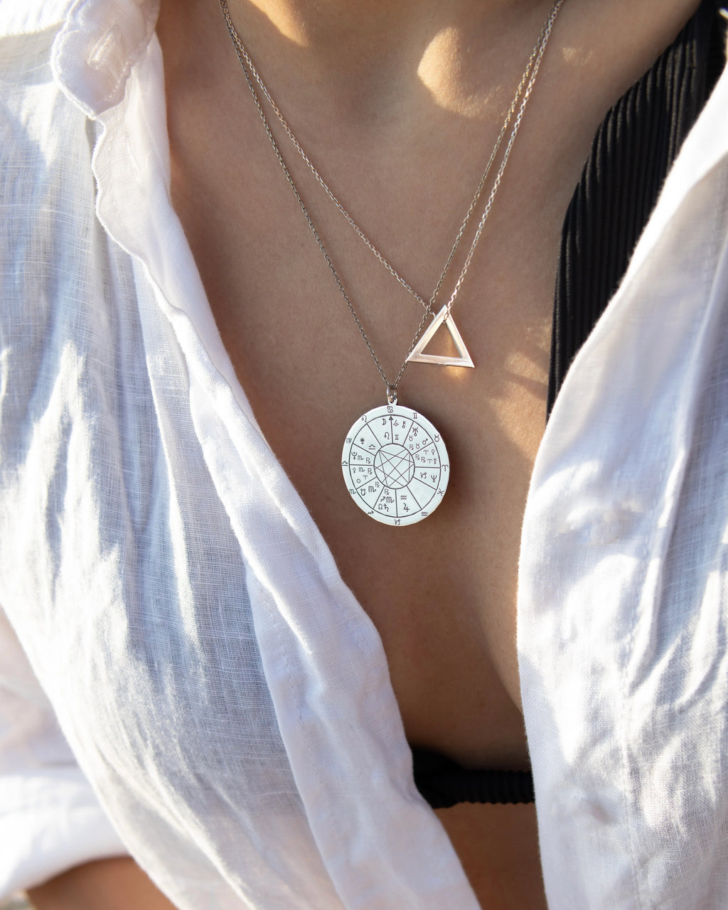 DOĞUM HARİTASI GÜMÜŞ KOLYE ÇİFT TARAFLI