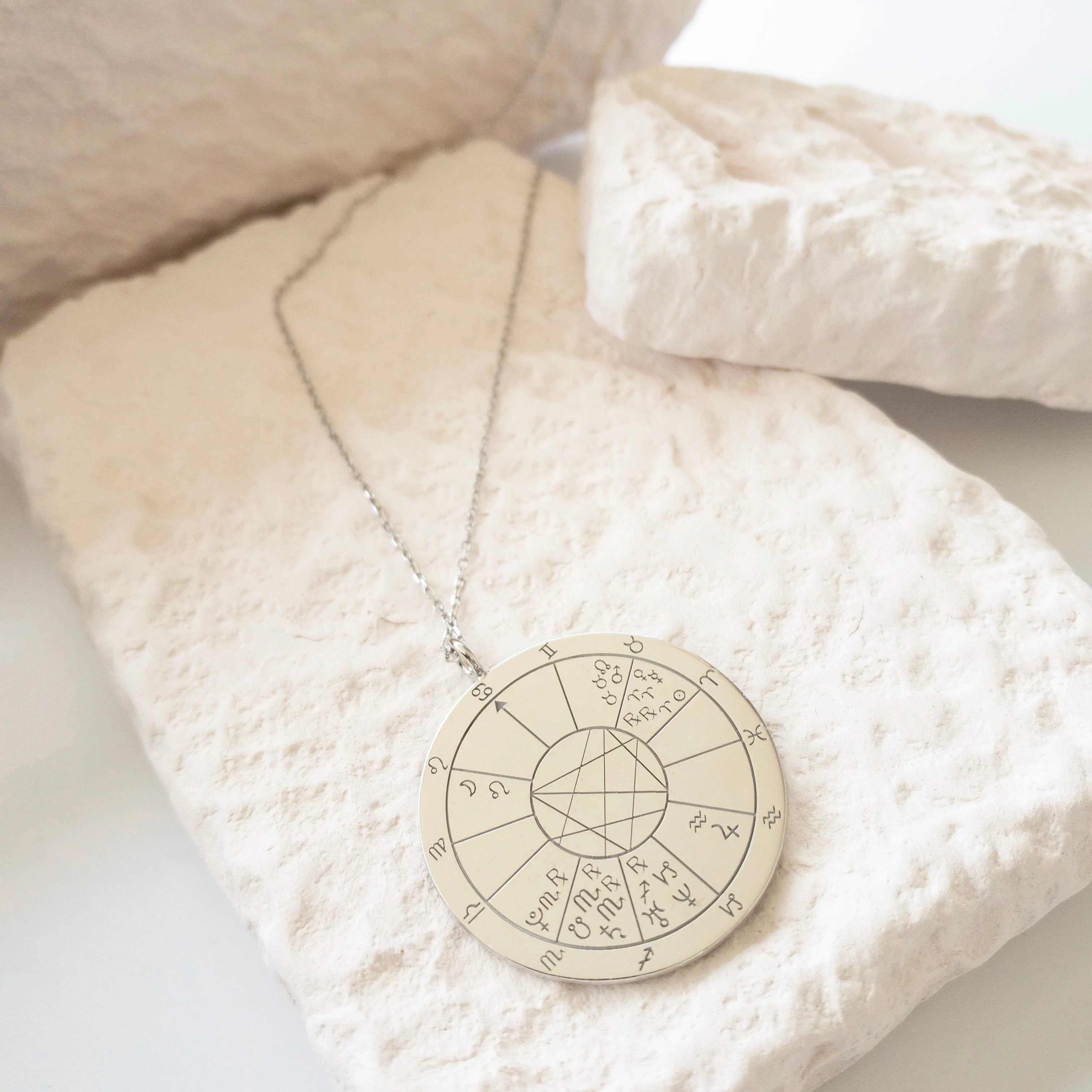 DOĞUM HARİTASI GÜMÜŞ KOLYE ÇİFT TARAFLI