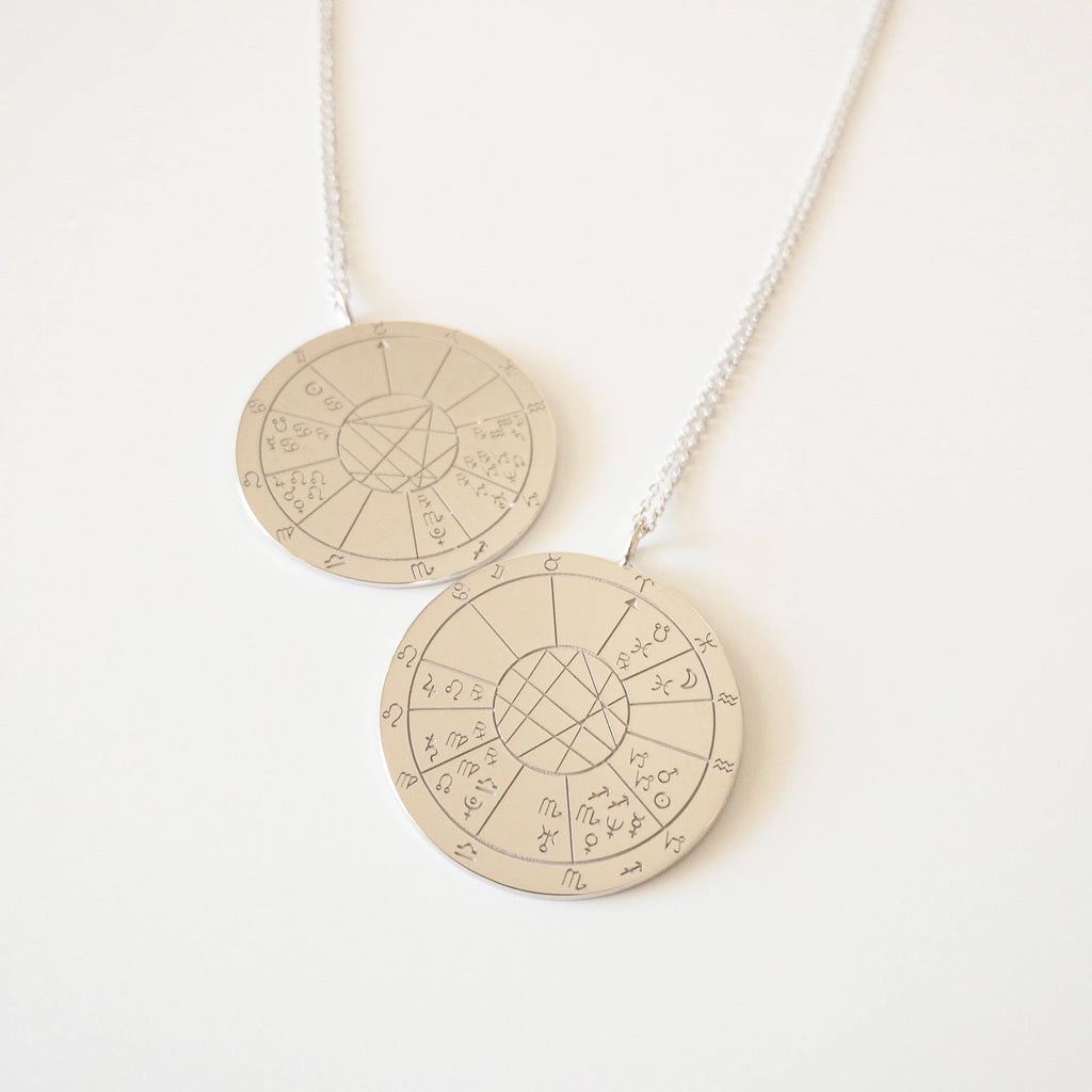 DOĞUM HARİTASI GÜMÜŞ KOLYE ÇİFT TARAFLI