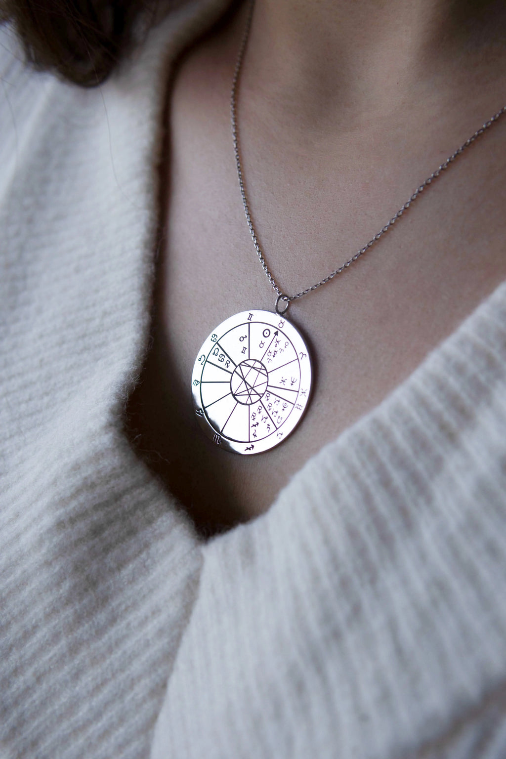 DOĞUM HARİTASI GÜMÜŞ KOLYE ÇİFT TARAFLI